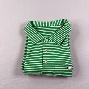 B Draddy Shirt Mens L Green Striped Peachtree Golf Course Polo Cotton Stretch